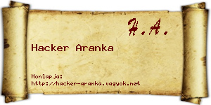 Hacker Aranka névjegykártya